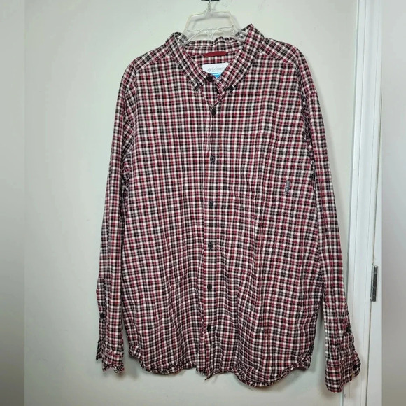 Men's Columbia Plaid Red/Black/White Button Down Shirt sz XXL 216 - Picture 1 of 10
